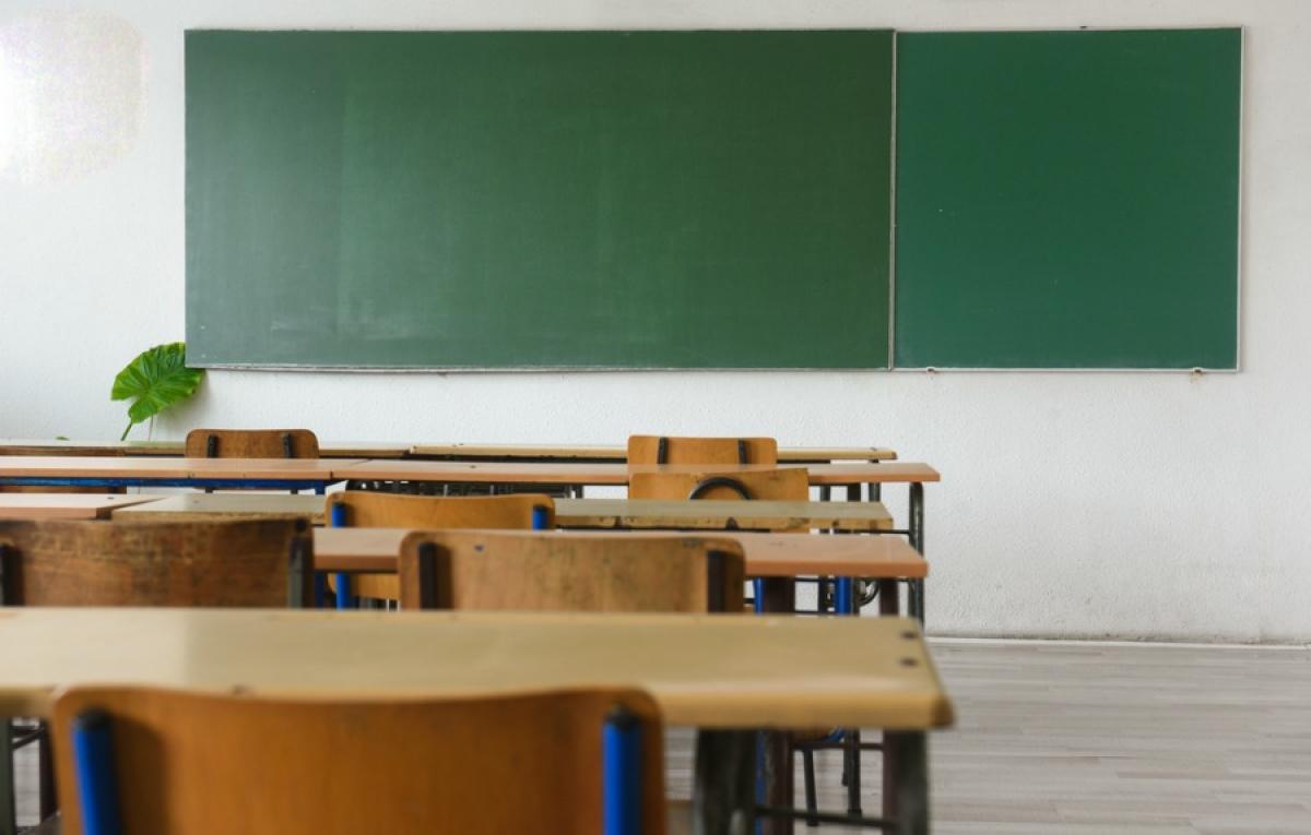 Green Chalkboard in a Clean Classroom