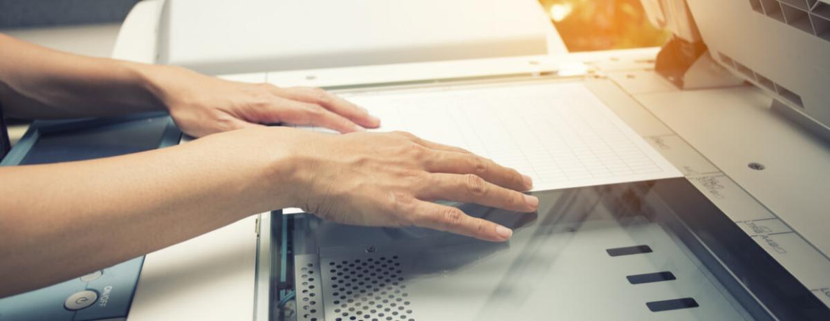 Woman scanning document