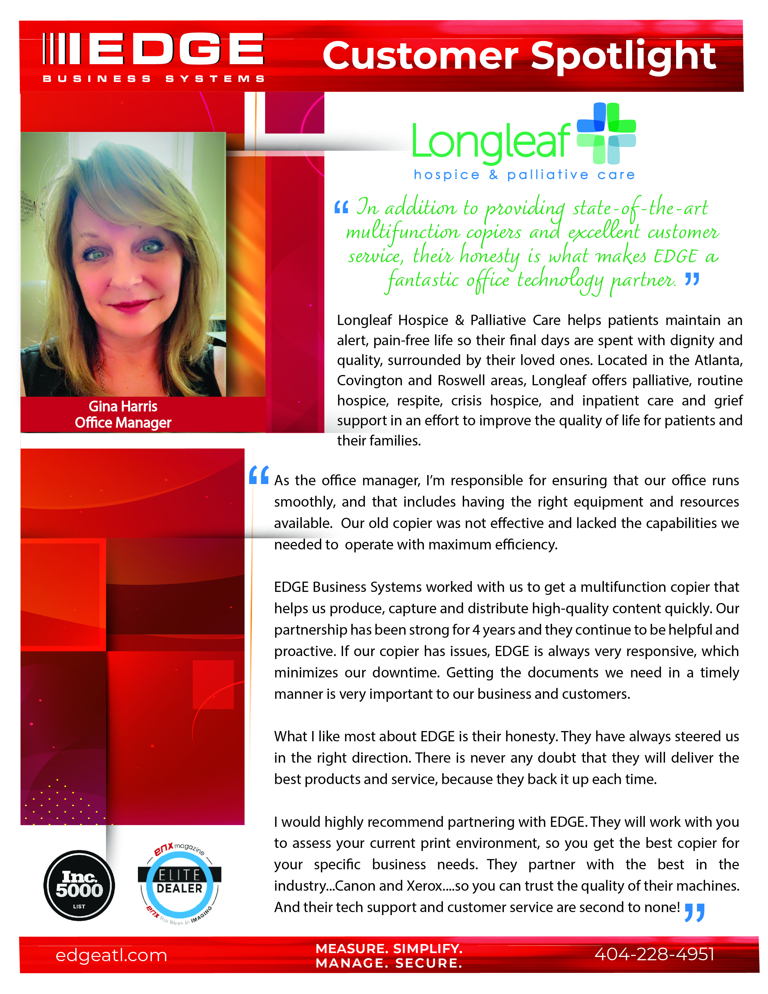 Customer Testimonial--Longleaf Hospice & Palliative Care